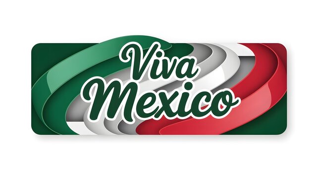 Viva mexico text design over green white and red ribbon background with celebration, national