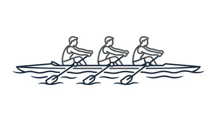 Side view of rowing team in a boat icon. © lindah