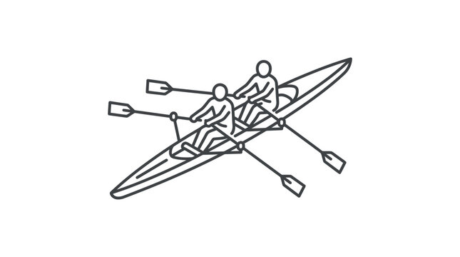 Two rowers in a boat sculling on the water