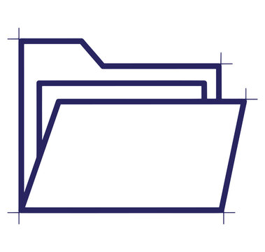 Three stacked file folders with tabs on white background  office organization symbol