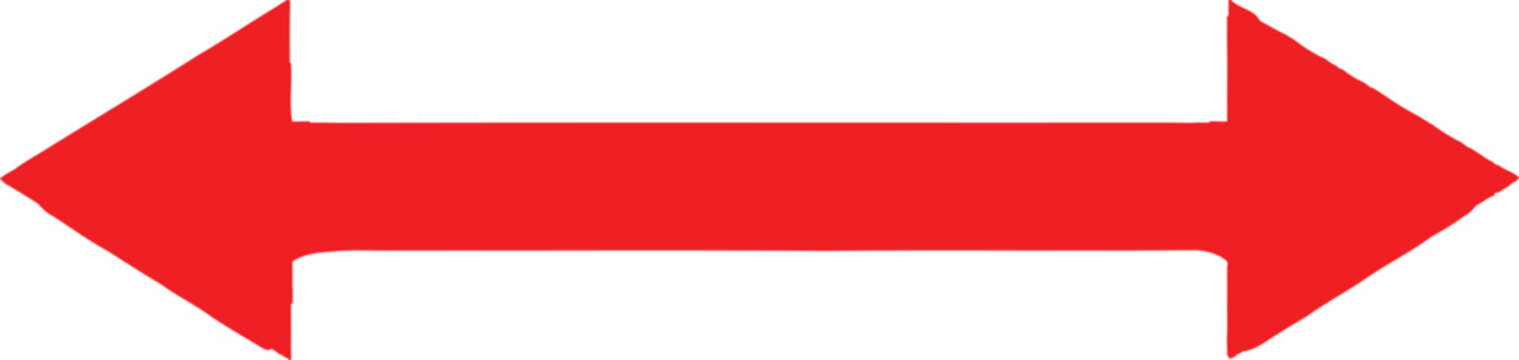 Bright red double ended arrow pointing in opposite directions