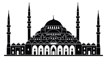 mosque silhouette on white background minaret dome © RaufinIslam