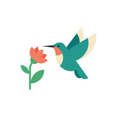 Fototapeta premium Colorful hummingbird hovering near flower.