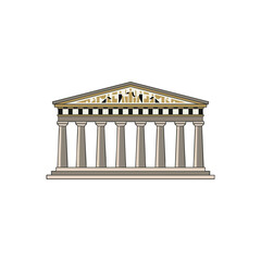 Fototapeta premium Classical Greek Temple Facade Isolated Illustration.