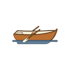 Fototapeta premium Wooden rowboat with oars on white background.