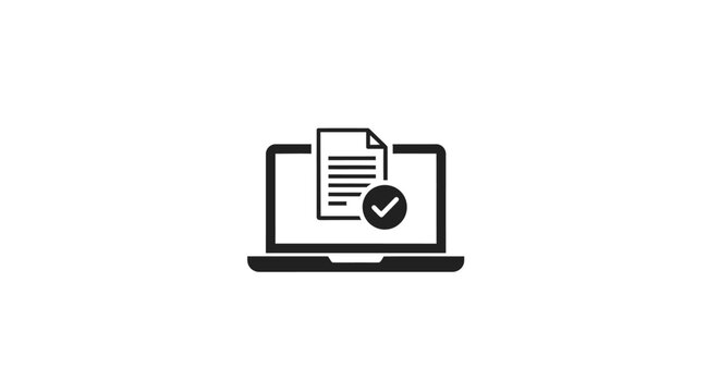 Laptop with Document and Checkmark.