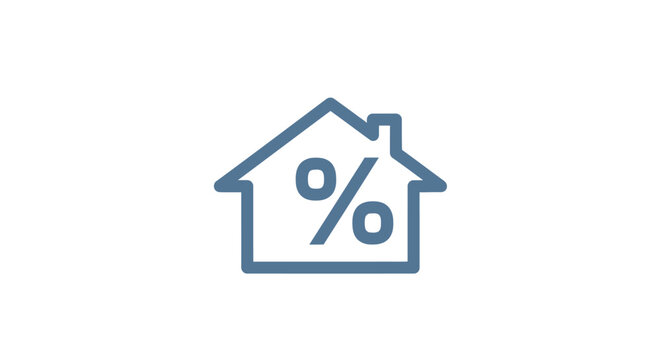 House with percentage sign symbol.