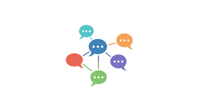 Colorful chat speech bubbles network.