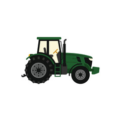 Naklejka premium Green farm tractor isolated on white.