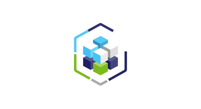 Colorful geometric shape logo design.