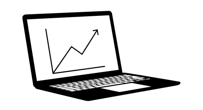 Laptop with graph on screen display.