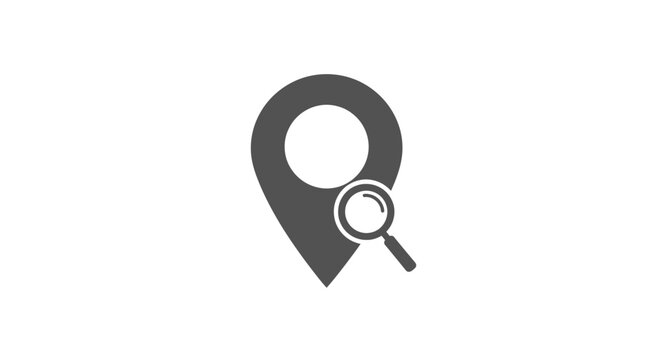 Location search icon with magnifying glass.