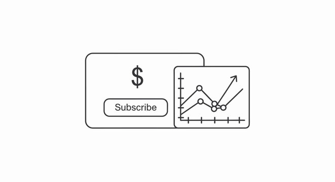 Subscribe button with dollar graph.