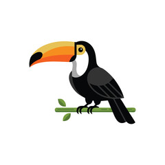 Obraz premium Colorful Toucan Bird Perched on Branch Illustration.
