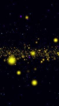 A mesmerizing view of glowing yellow stars and ethereal cosmic dust scattered across a deep black background, evoking a sense of wonder.