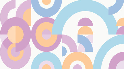Fototapeta premium Abstract Geometric Background with Soft Pastel Circles and Arcs, Minimalist Retro Design