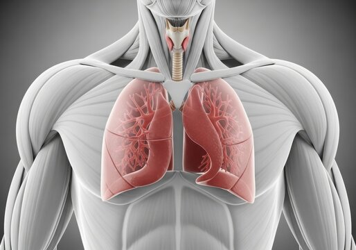 Human body with lungs and trachea visible