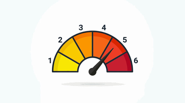 Gauge meter illustration showing moderate risk level with needle pointing towards center