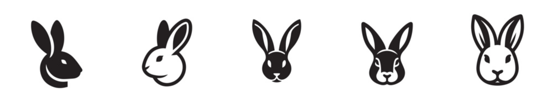 rabbit head vector with silhouette style