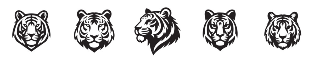 Obraz premium tiger head vector with silhouette style