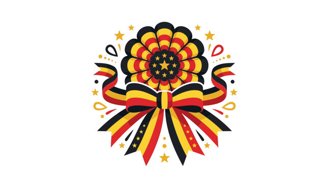 German flag colors rosette badge with decorative ribbons and star elements.