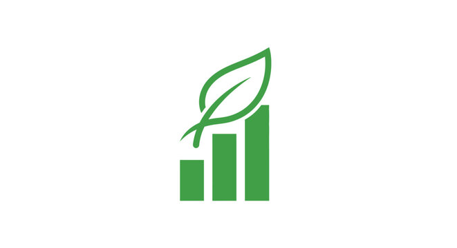 Green leaf on bar graph icon.