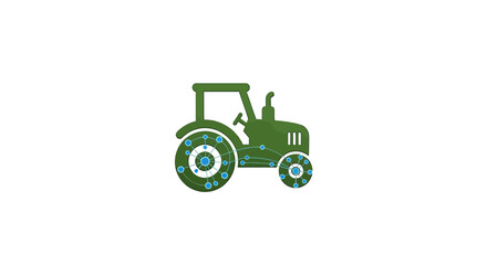 Naklejka premium Green Tractor Farm Equipment Vehicle.