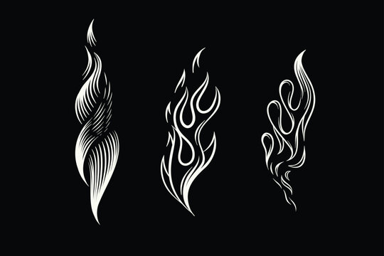 Outline Flame Set Hand Drawn Vector Image