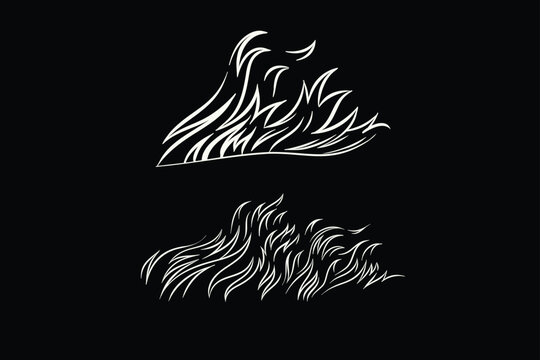 Outline Flame Set Hand Drawn Vector Image