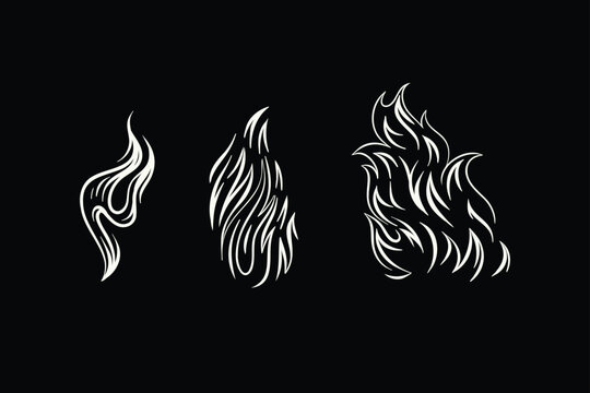 Outline Flame Set Hand Drawn Vector Image