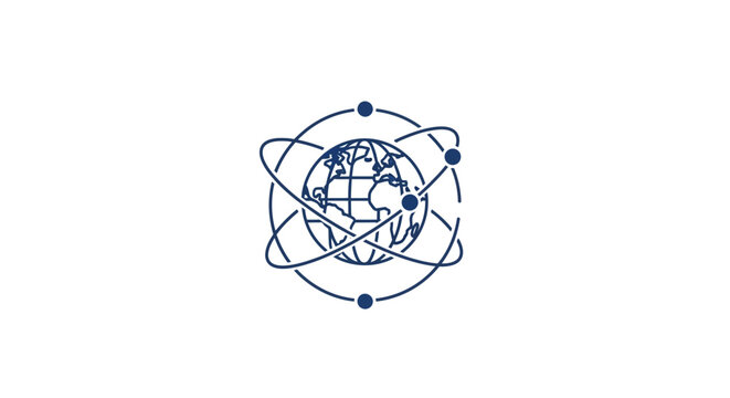 Earth Globe with Orbiting Lines.