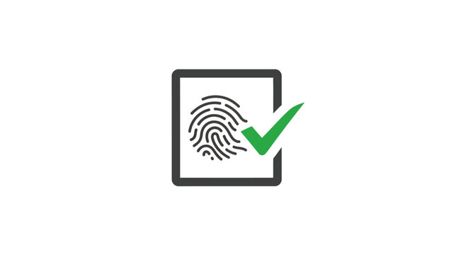 Fingerprint on screen with green check.
