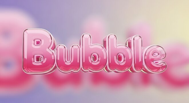 Transparent Pink Bubble Text with Soft Glow Effect.