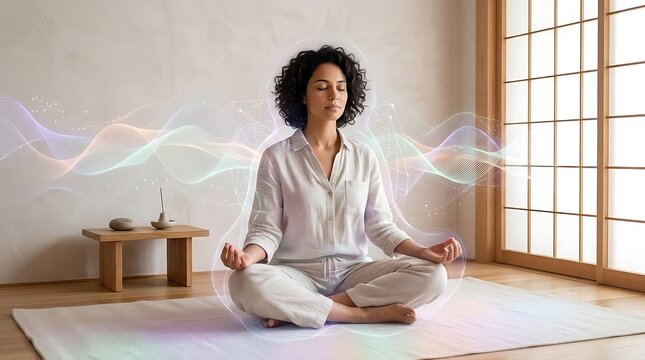 Minimal Zen Environment Showing Soft Illuminated Energy