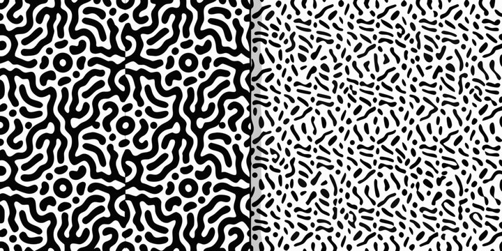Abstract Black And White Organic Shape Pattern Seamless Repeat