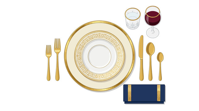 Luxury gold dinner table setting.