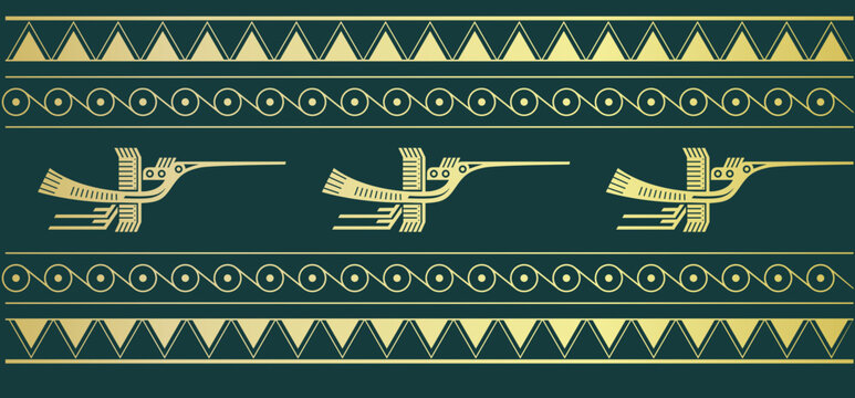 Vietnamese Dong Son Bronze Drum Traditional Seamless Pattern