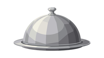 Fototapeta premium Silver cloche dish with lid on plate.