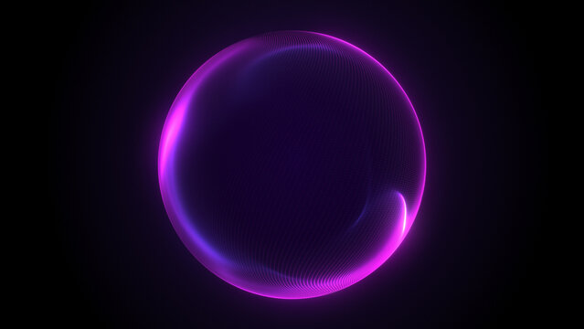Neon Pink Liquid Energy Sphere with Glowing Plasma Contour, Soft Wave Ripple Deformation, Subtle Light Pulse Vibration and Smooth Morphing Surface in Dark Space Abstract Illustration