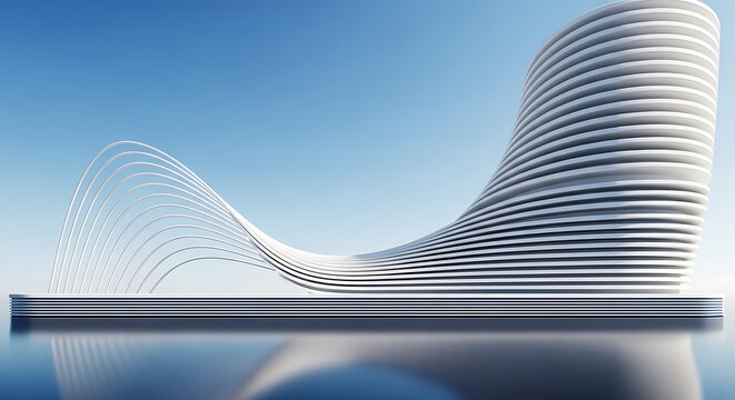 Futuristic modern building architecture with parametric wave form design architecture building parametric futuristic structure exterior construction contemporary engineering innovative