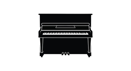 Black Silhouette Of An Upright Piano On A White Background © Urmi512