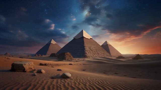 Egypt pyramids under a starry sky
