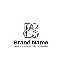 Fototapeta premium Minimalist Letter BS Monogram Logo Design with Elegant Woman Face Profile Silhouette and Eyelashes for Luxury Spa, Hair Salon, Cosmetics, and Skincare Brand Identity