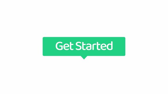 Animated get started button design on white background for mobile application and website interface.