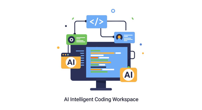 AI Intelligent Coding Workspace Computer.