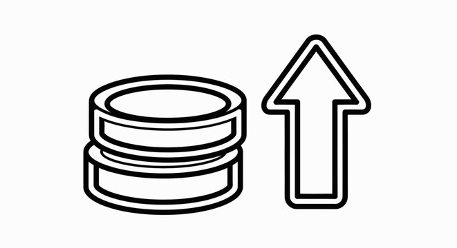 Black and white stack coins icon.