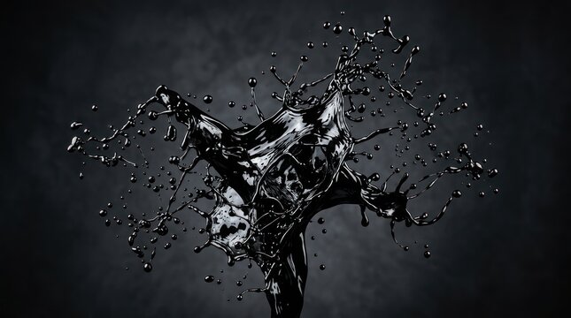 Dark Liquid Splashing with Dynamic Water Droplets