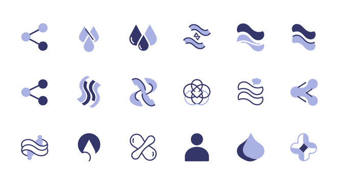 Purple and grey abstract symbols icons.