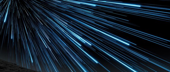 Obraz premium An abstract representation of dynamic blue light streaks radiating outward in a mesmerizing burst pattern, symbolizing energy, speed, and vibrancy in artistic photography.