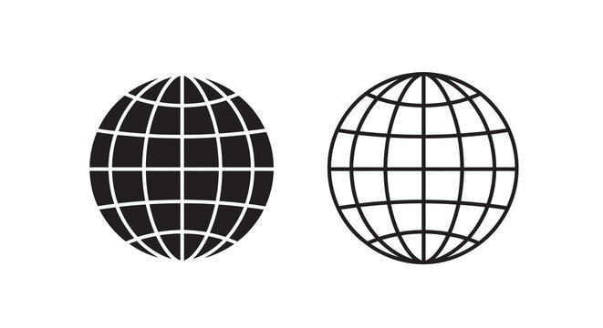 globes with grid lines vector illustration black